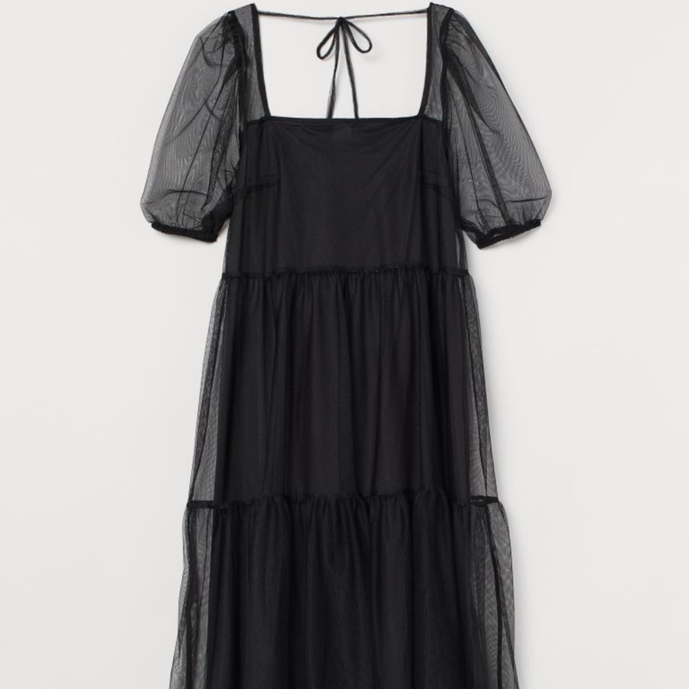 NWT H&M black mesh midi dress